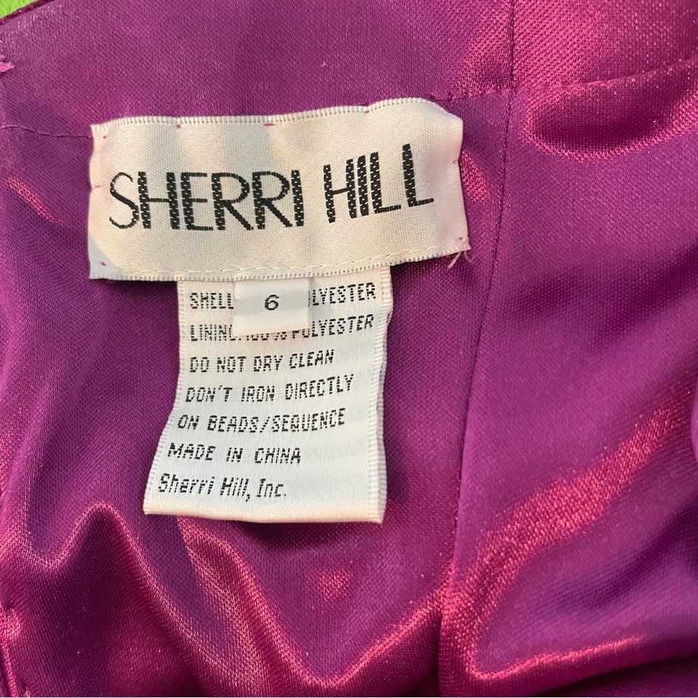 Sherri Hill fucsia purple velvet strapless ruched maxi prom in style 55761 - Picture 4 of 7